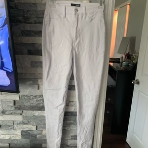 High rise white skinny jeans